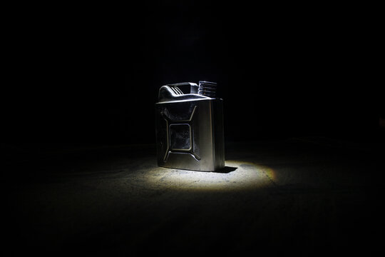 Fuel container jerrycan.Canister for gasoline, diesel gas.Fire resistant storage tank.