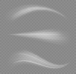 White glowing motion line, dynamic speed waves 
