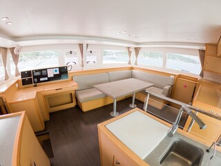 Sailing Catamaran Kitchen and Living area 