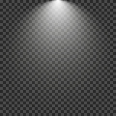 Set of spotlights isolated on transparent background. Vector glowing light effect with golden rays.Light studio. Abstract light.Transparent background.