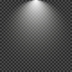 Set of spotlights isolated on transparent background. Vector glowing light effect with golden rays.Light studio. Abstract light.Transparent background.