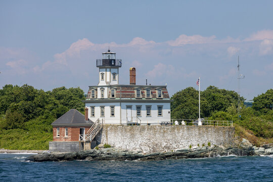 Rose Island Lighthouse  on Narragansett Bay Rhode Island