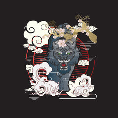 tiger design with japanese style background