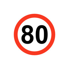 Traffic sign speed limit number eighty.
