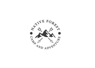 Mountain and adventure camp logo design template. 