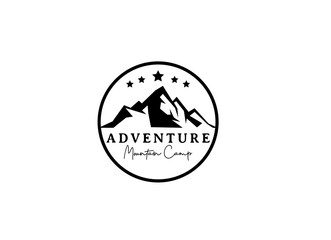 Mountain and adventure camp logo design template. 