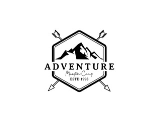 Mountain and adventure camp logo design template. 