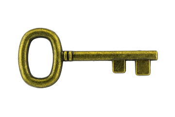 vintage key antique golden key on white background