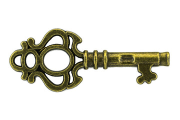 vintage key antique golden key on white background