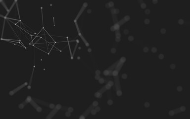 Abstract background. Molecules technology with polygonal shapes, connecting dots and lines. Connection structure. Big data visualization.