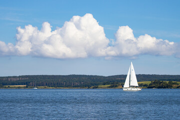 A sailboat in the Baltic Sea Device from the island of R&uuml;gen in Germany