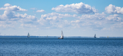 boat on the sea, Maybe the Baltic Sea and the sailboats against the background of blue sky and...