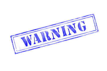 WARNING rubber stamp over isolated background
