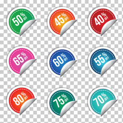 Paper sale sticker collection, sale tags.