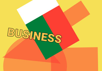 Madagascar business.  Antananarivo  Madagascar commerce concept. Flag on colorful