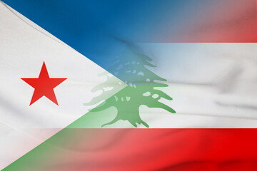 Djibouti and Lebanon national flag transborder relations LBN DJI