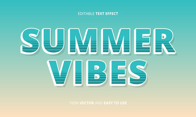 Fototapeta na wymiar Editable summer vibes text, retro text effect style