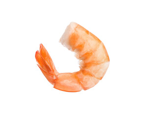 Delicious cooked shrimp isolated on white. Healthy seafood - obrazy, fototapety, plakaty