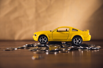 yellow car on the coin