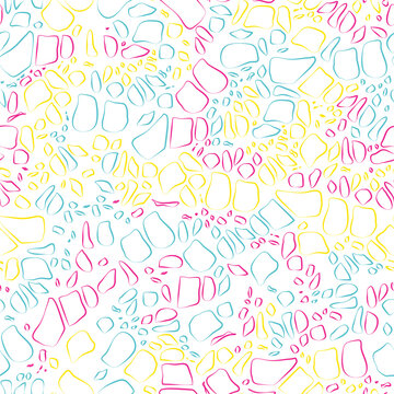 Multicolor Seamless vector line art resembling scale like pattern 	