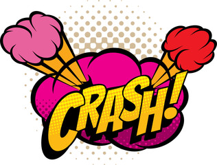 Crash cartoon comic book sound, cloud bubble
