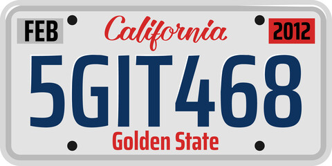 Car registration number and license plate in USA