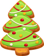 Christmas tree cookie with color glaze