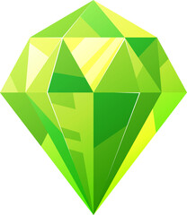 Emerald or green diamond isolated gemstone