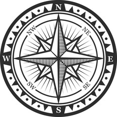 Nautical compass wind rose vintage icon © Vector Tradition