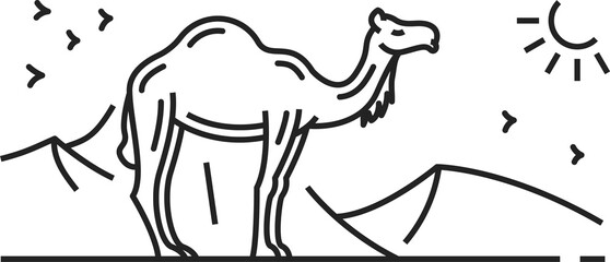 Camel near Egypt pyramid landmarks vector icon