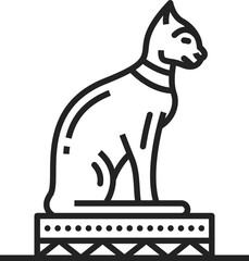 Egypt cat goddess Bastet isolated outline icon