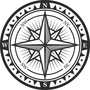 Nautical compass wind rose vintage icon