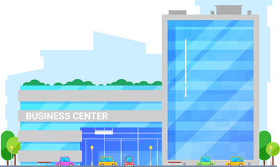 Building of business center, vector isolated