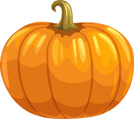 Orange fresh pumpkin with stem isolated vegetable