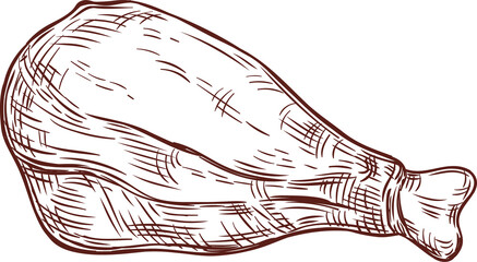 Turkey leg baked grilled drumstick isolated icon