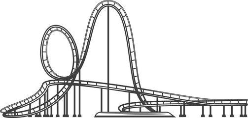 American rollercoaster track isolated ride in park