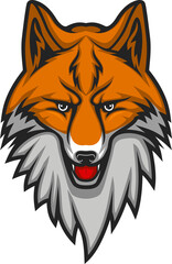 Red vulpes head isolated fox animal muzzle mascot