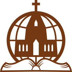 Fototapeta premium Holy bible cross, church, globe isolated trinity