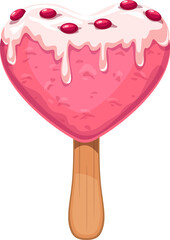 Ice cream on stick isolated heart shaped snack