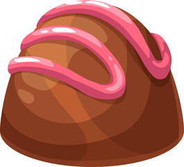 Candy with pink topping isolated chocolate praline