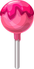 Lollipop topped by strawberry jam isolated candy