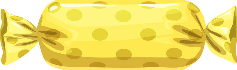 Candy in yellow dotted wrapping isolated sweets