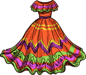 National mexican dress isolated huipil garment