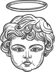 Christianity religion icon, cherub angel