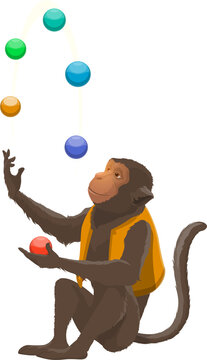 Vintage circus show, monkey juggling balls