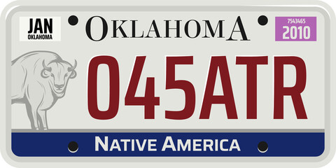 Fototapeta premium Car registration license Oklahoma state isolated