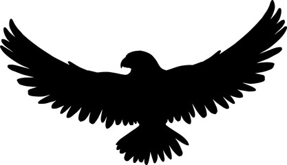 Eagle with spread wings, black bird silhouette