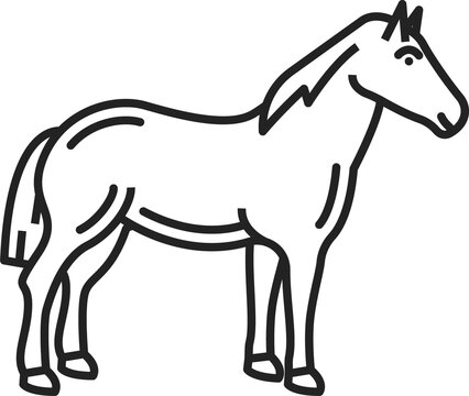 Stallion mane pony horse isolated monochrome icon
