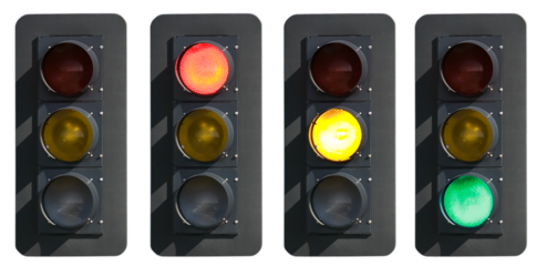 Signs: Traffic Light With Red, Yellow and Green Lights