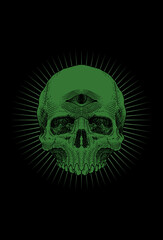 Skull with light artwork illustration